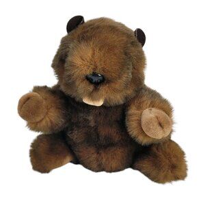 Vintage MJC 90s Beaver 11” Plush Stuffed Animal Fuzzy Baby